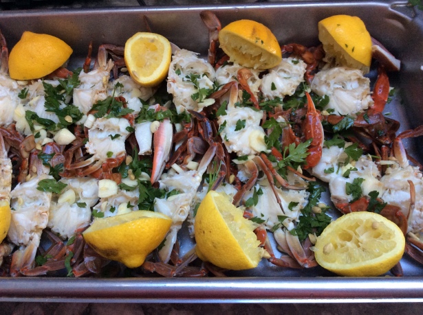 crab salad plated