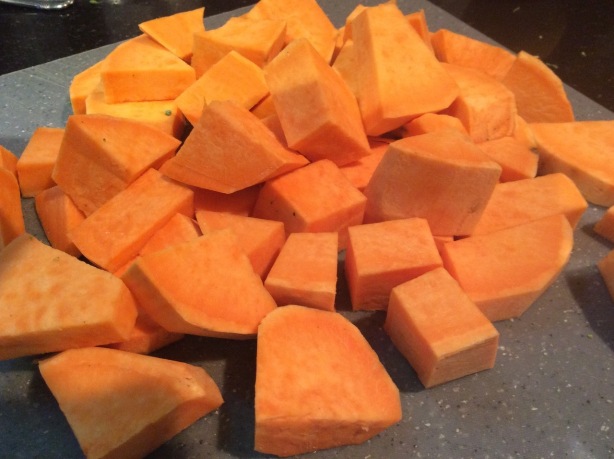 J sweet potate cubes